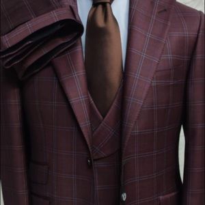 3 piece plum super 180 tombolini wool suit